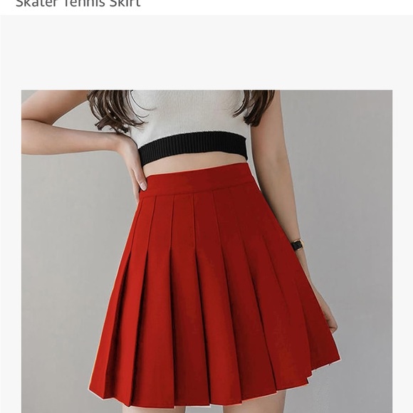 NWT – Women’s High Waisted Pleated Mini Skirt | Red Tennis Skater Skirt, Small - Picture 1 of 16